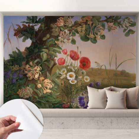 Papier peint autocollant Mural avec colle pour salon et chambre Décoration murale rapide Idylle florale 208x146 cm