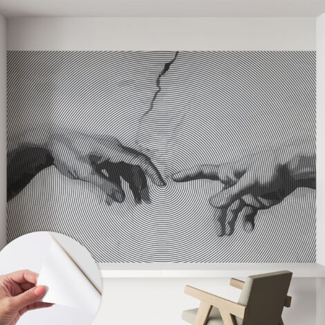Papier peint autocollant Mural avec colle pour salon et chambre Décoration murale rapide Mains hypnotiques 152x104 cm