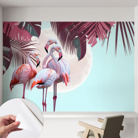 Papier peint autocollant Mural avec colle pour salon et chambre Décoration murale rapide Oiseaux exotiques 152x104 cm