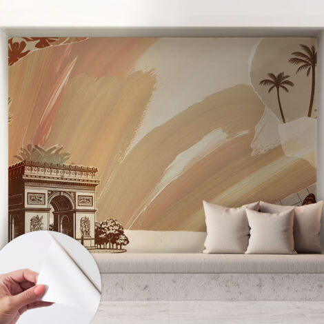 Papier peint autocollant Mural avec colle pour salon et chambre Décoration murale rapide Voyage exotique 208x146 cm