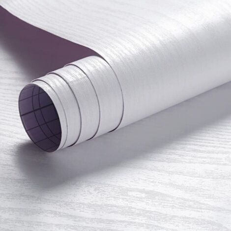 Papier peint autocollant - Sticker imitation bois blanc - Autocollant, amovible, imperméable, convient pour les armoires et les plans de travail (40x300cm)
