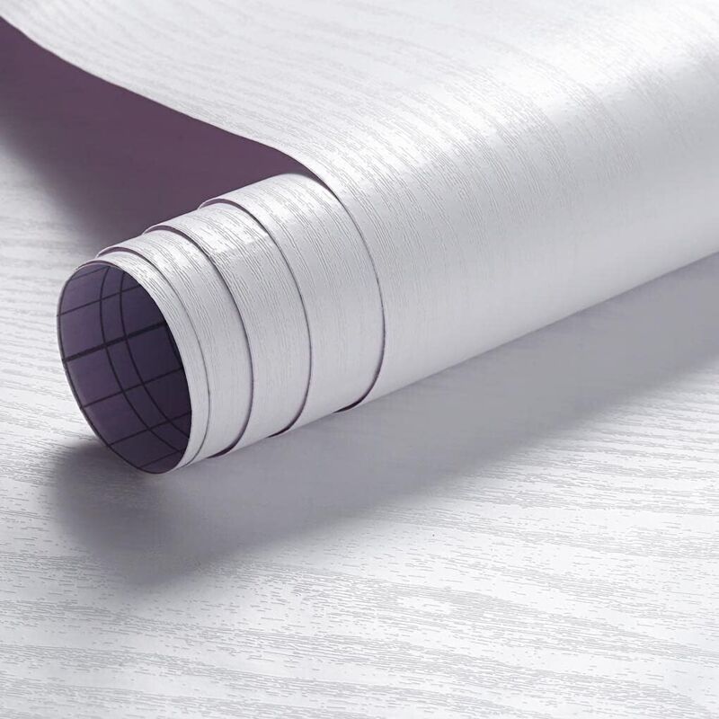 Papier peint autocollant - Sticker imitation bois blanc - Autocollant, amovible, imperméable, convient pour les armoires et les plans de travail