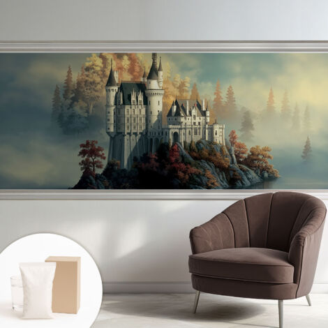Papier peint avec colle pour décoration moderne de salon chambre à coucher cuisine et bureau Facile Château de conte de fées 250x104 cm