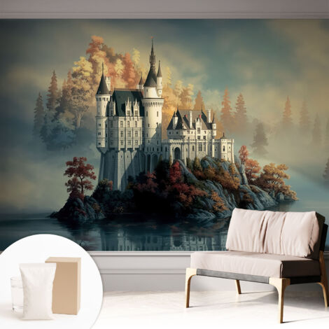 Papier peint avec colle pour décoration moderne de salon chambre à coucher cuisine et bureau Facile Château de conte de fées 312x219 cm