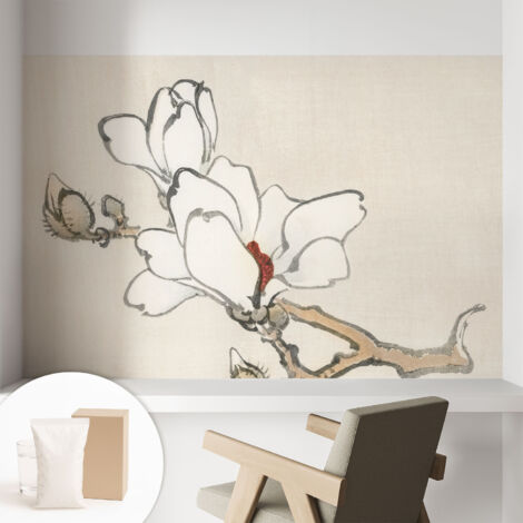 Papier peint avec colle pour décoration moderne de salon chambre à coucher cuisine et bureau Facile Magnolias délicats 104x70 cm