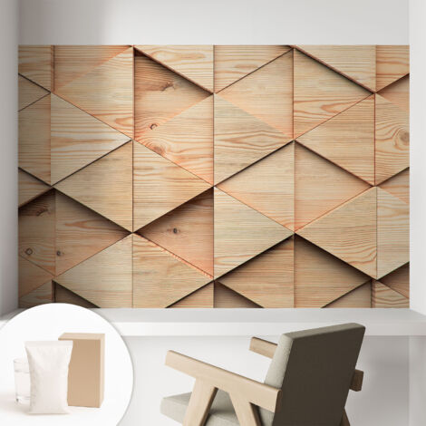 Papier peint avec colle pour décoration moderne de salon chambre à coucher cuisine et bureau Facile Mosaïque en bois 104x70 cm