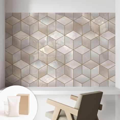 Papier peint avec colle pour décoration moderne de salon chambre à coucher cuisine et bureau Facile Mosaïque géométrique 104x70 cm