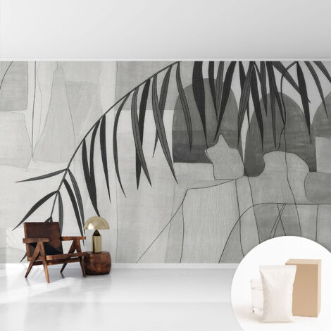 Papier peint avec colle pour décoration moderne de salon chambre à coucher cuisine et bureau Facile Palmier abstrait 416x254 cm