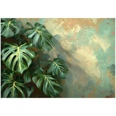 Papier peint avec des feuilles vertes de monstera, décoration murale sypailai salon – 150 x 105 cm Wallarena