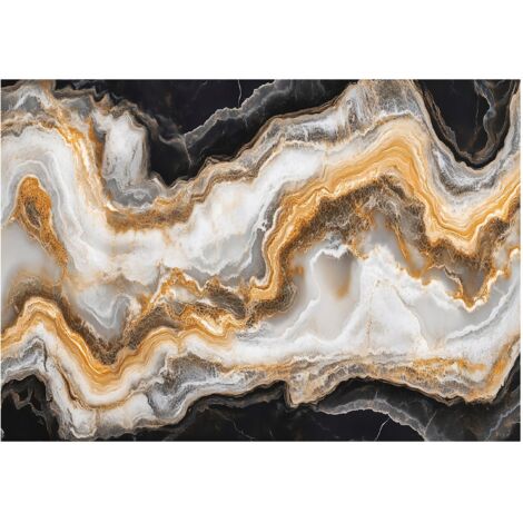 Papier peint avec motif marbre noir et doré, décoration murale pour salon et salle de bain – 250 x 175 cm, papier peint intissé Wallarena