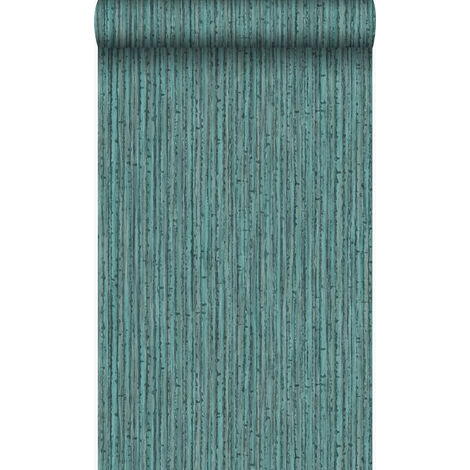 papier peint bambou bleu canard - Origin Wallcoverings