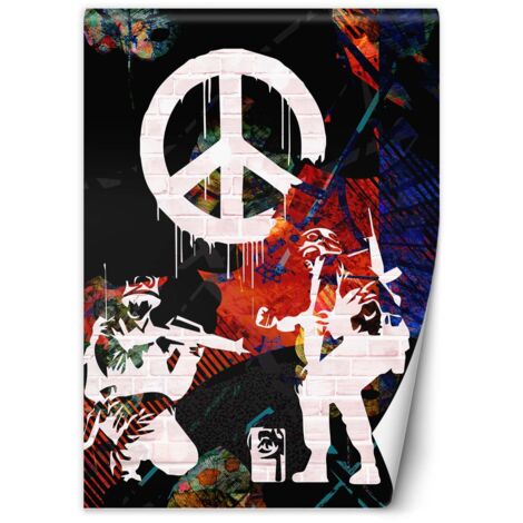Papier peint Banksy Graffiti Guerre Paix 100x140