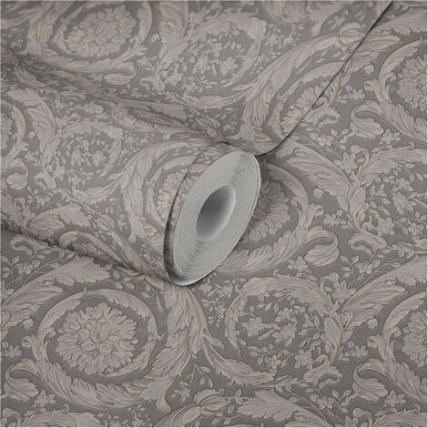 Papier peint baroque anglais marron et gris pour chambre Tapisserie motif baroque pour couloir Papiers peints motif pour salon