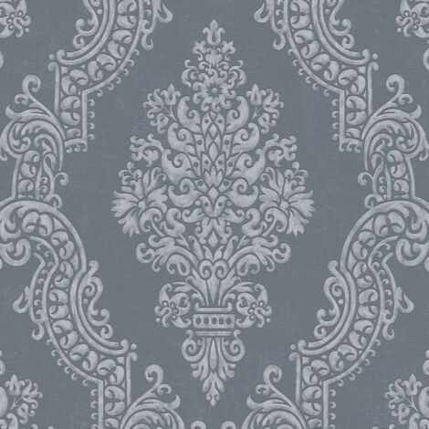 Papier peint baroque gris anthracite, ambiance noble  B397657