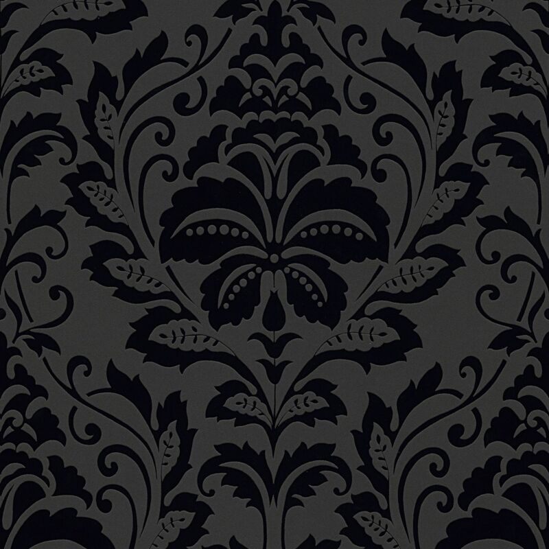 Papier peint baroque Profhome 255426 papier peint intissé légèrement texturé au style baroque mat noir 5,33 m2