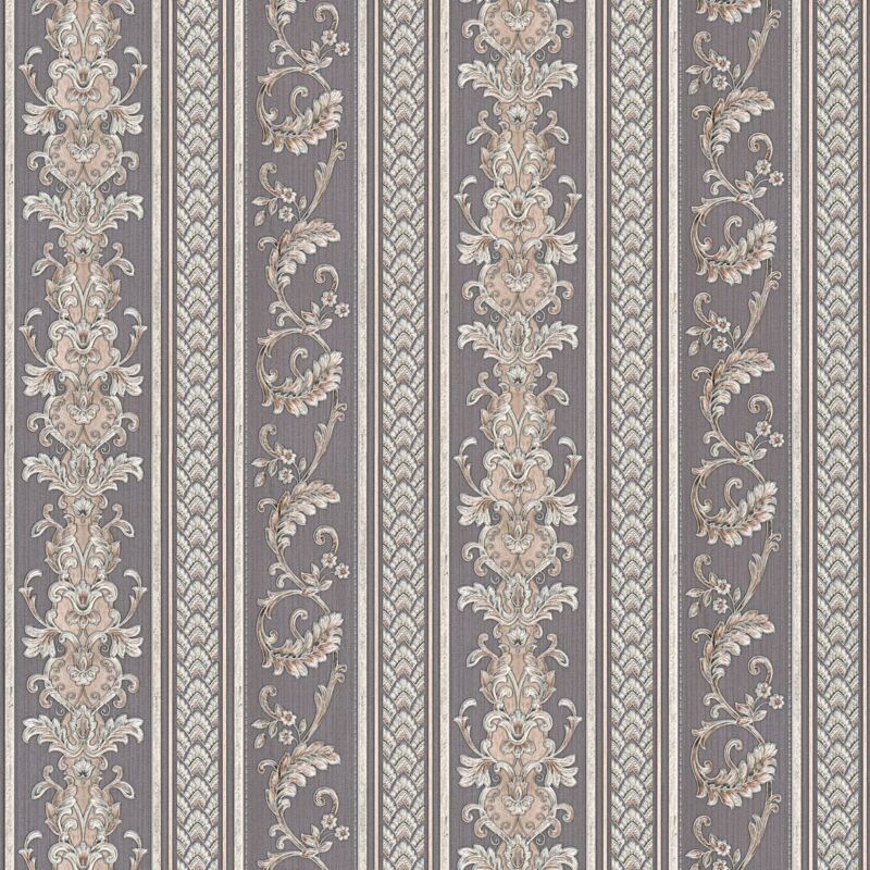 Papier peint baroque Profhome 335475 papier peint intissé légèrement texturé au style baroque mat argent gris 5,33 m2