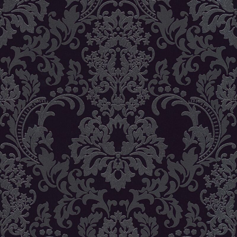 Papier peint baroque Profhome 361663 papier peint intissé texturé au style baroque scintillant noir 5,33 m2