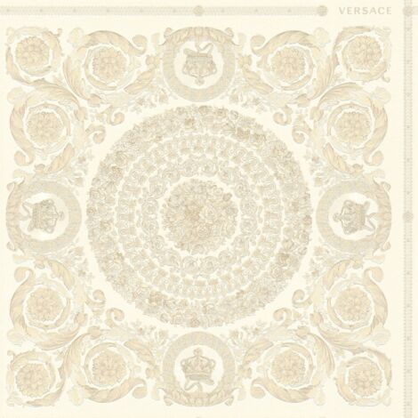 Papier peint baroque Profhome 370551 papier peint intissé légèrement texturé au style baroque brillant beige argent blanc crème 7,035 m2