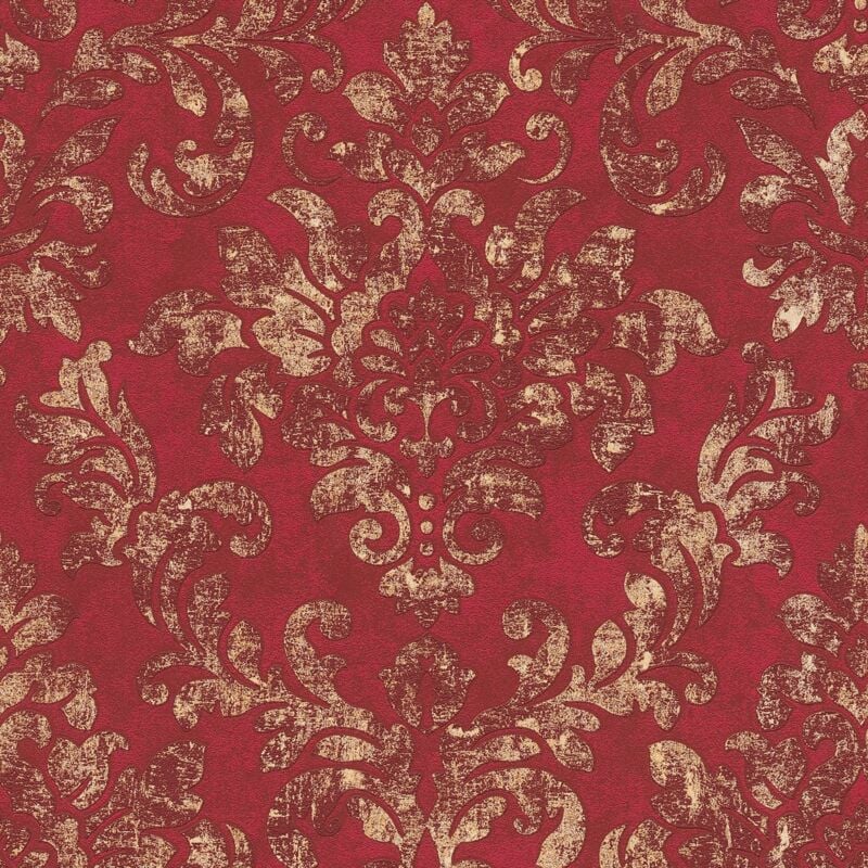Papier peint baroque Profhome 374131 papier peint intissé légèrement texturé au style baroque brillant rouge or 5,33 m2