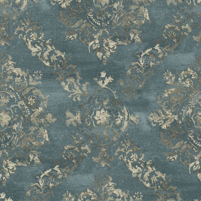 Papier peint baroque Profhome 387073 papier peint intissé gaufré à chaud légèrement texturé au style baroque brillant turquoise or pétrole 5,33 m2