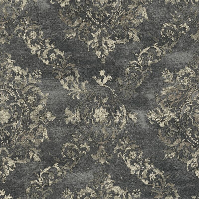 Profhome - Papier peint baroque 387074 papier peint intissé gaufré à chaud légèrement texturé au style baroque brillant anthracite or gris noir 5,33
