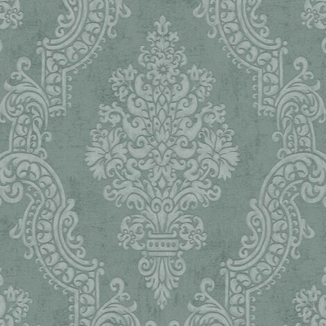 Papier peint baroque vert, ambiance noble  B397651