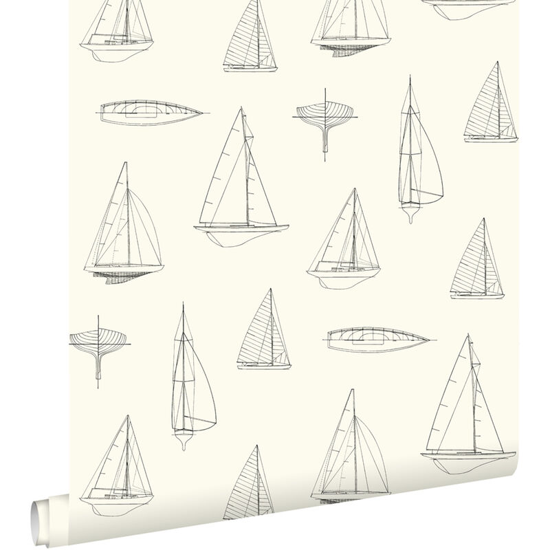 Papier peint bateaux beige Estahome