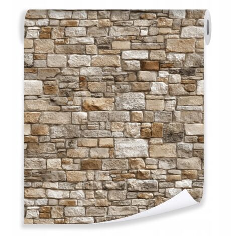 Papier peint beige brique structure Murale sur mur molletonné salon chambre  coucher