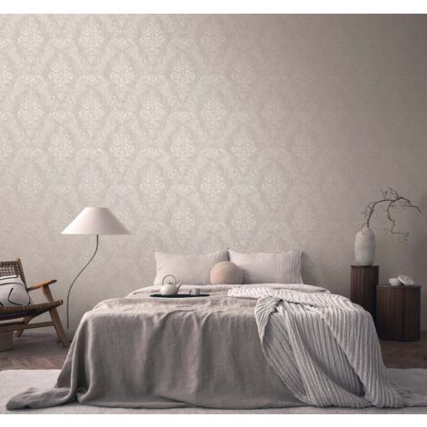 Papier peint beige clair baroque, ambiance noble  B397656