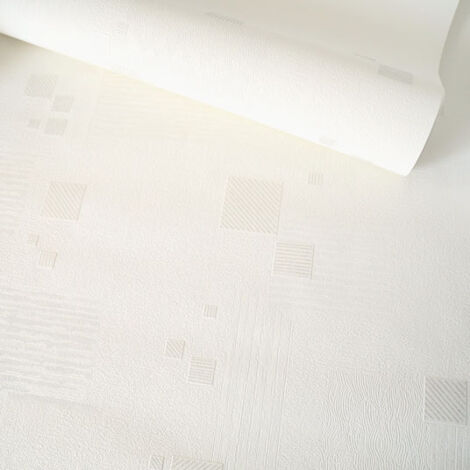 Papier peint beige crème intissé Tapisserie à motif petits carrés Papiers peint texturé idéal pour bureau et cuisine
