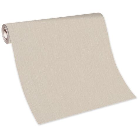 Papier peint beige crème pour séjour & bureau | Tapisserie beige intissée surface vinyle | Papier peint uni clair chambre adulte