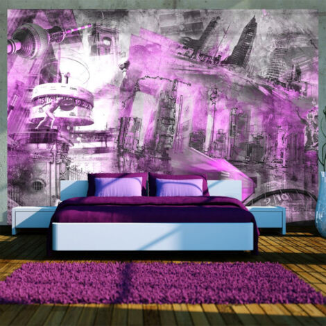 Papier Peint "Berlin Collage Violet" 70 x 100 cm