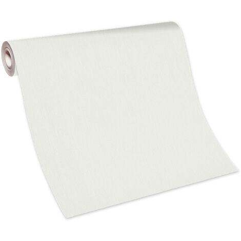 Papier peint blanc cassé strié pour salon | Tapisserie couleur claire classique blanche | Papier peint uni intissé surface vinyle