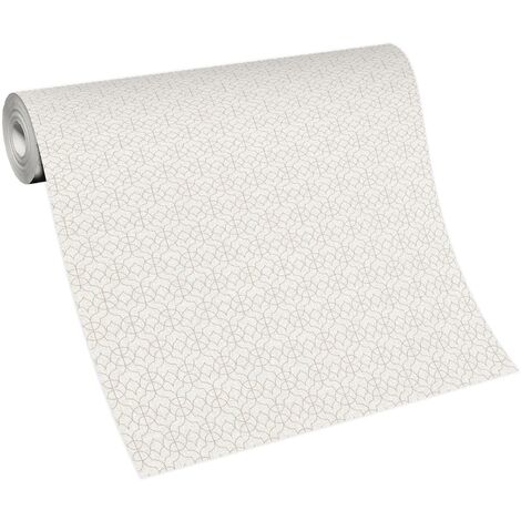 Papier peint blanc crème motif élégant pour salon | Tapisserie blanche crème graphique chic | Papier peint intissé vinyle couloir