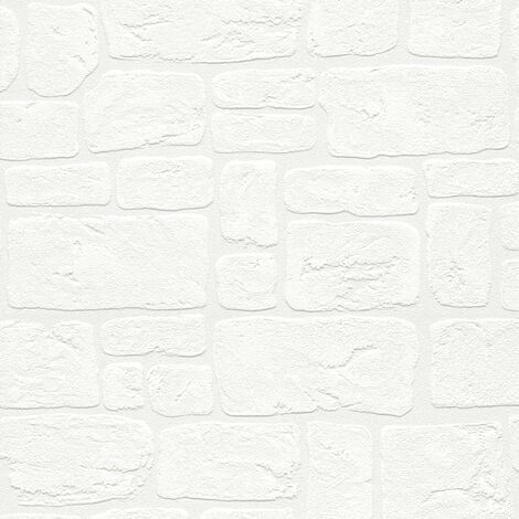 Papier peint blanc fausse pierre idéal chambre Tapisserie imitation pierre brique blanche moderne Papier peint cuisine