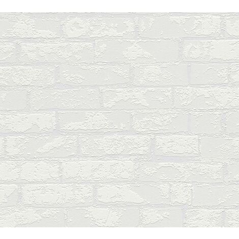Papier peint blanc imitation mur en briques Tapisserie 10,05 x 0,53 m aspect pierre Papier peint tendance à peindre idéal pour salon