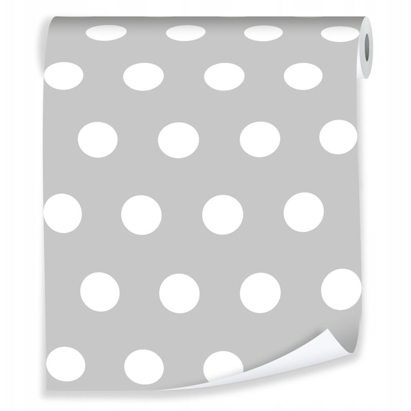 Papier peint gris à pois pour décorer les murs d'une chambre d'enfant ou d'un salon – rouleau 0,5 x 10 m, papier peint intissé écologique Wallarena Papier peint gris à pois pour décorer les murs d'une chambre d'enfant ou d'un salon – rouleau 0,5 x 10 m, papier peint intissé écologique Wallarena
