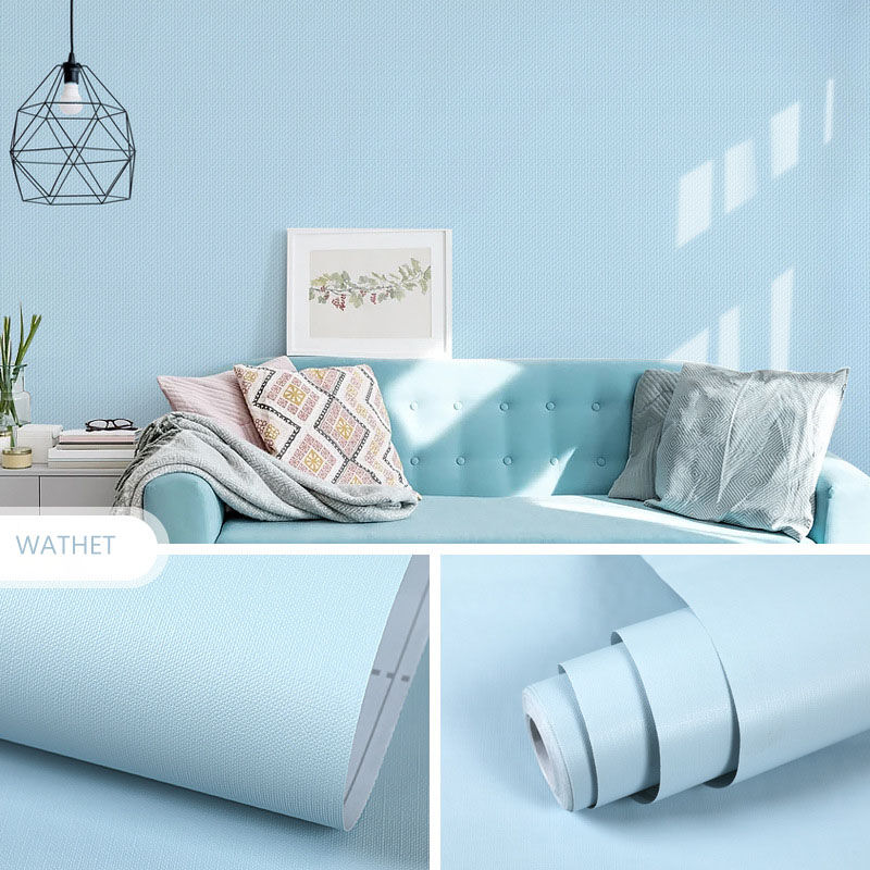 Memkey - Papier Peint Bleu Clair Autocollant Mural Papier Adhésif pour Meuble Cuisine Salon Chambre Enfant Bureau Armoire Papier Peint Vinyle Adhésif
