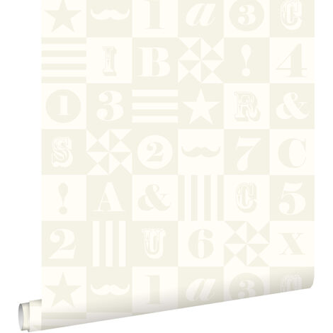 papier peint blocs blanc brillant  - ESTAhome