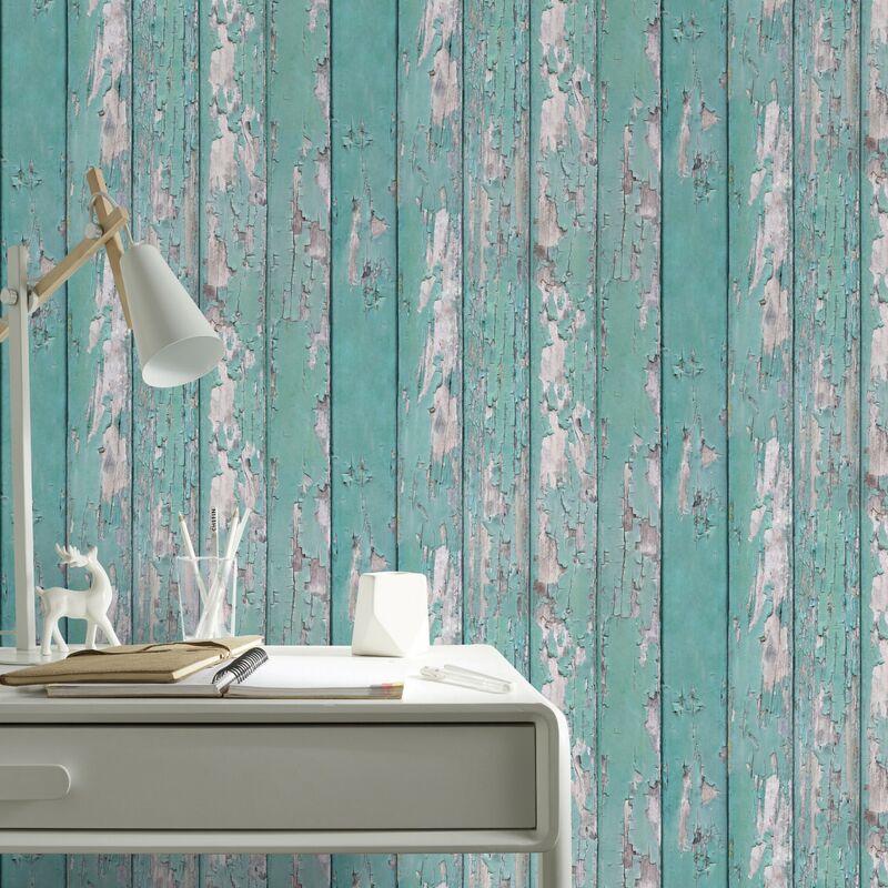 Papier peint intissé Planches vintage 1005 x 52cm Vert
