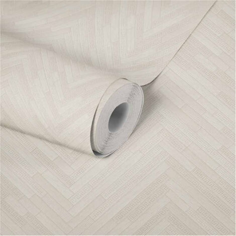 Papier peint bois beige crème Tapisserie originale motif chevrons idéal cuisine Papiers peints modernes pour chambre adulte