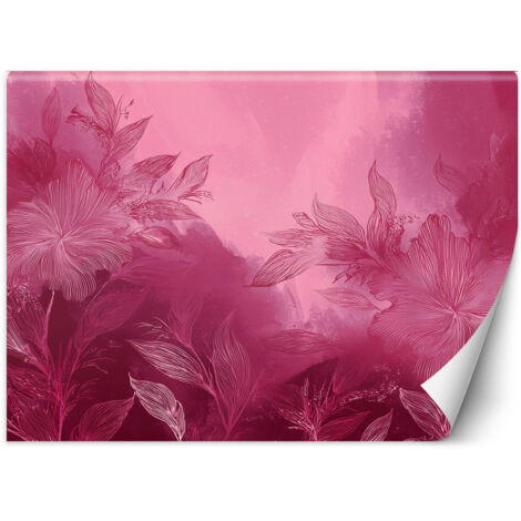 Papier peint Botanique abstraite rose 200x140