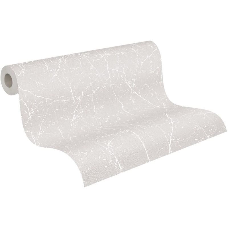 A.s.creations - Papier peint beige gris motif branche d'arbre Tapisserie style nordique beige grise chambre adulte Papier peint intissé salon