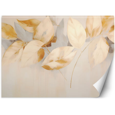 Papier peint Branches feuilles beige jaune scandi boho 150x105