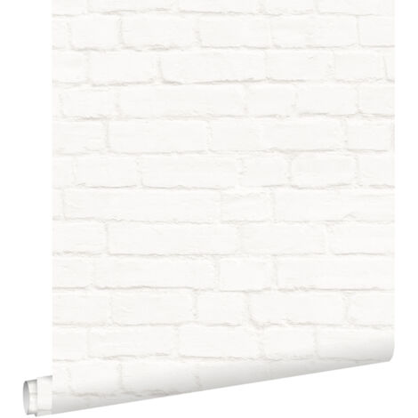 papier peint brique blanc cassé  - ESTAhome