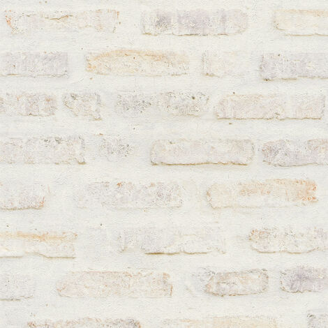 Papier peint brique blanche et beige | Papier peint tendance style industriel tapisserie moderne | Papier peint intissé salon et chambre d'ado - 10,05 x 0,53 m