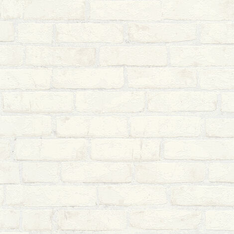 Papier peint brique blanche Tapisserie blanche imitation pierre salon & cuisine Papier peint idéal couloir & chambre d'adulte