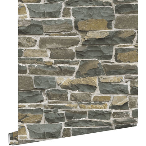 papier peint brique marron  - ESTAhome