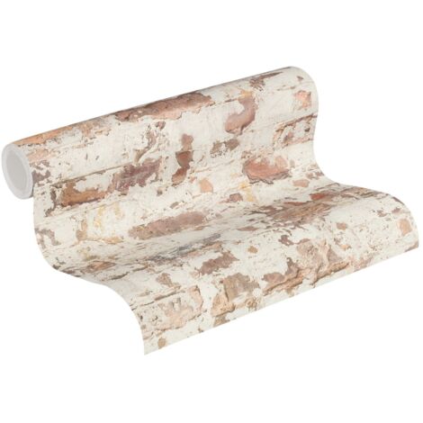 Papier peint brique marron et blanc Papier peint brique Papier peint intissé et embossé Idéal pour salon