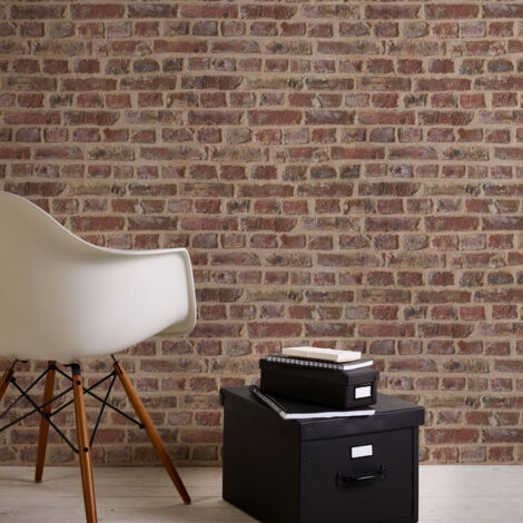Papier peint brique marron rouge – Design industriel – Dimensions 10,05 m x 0,53 m – Lavable et résistant à la lumière – Lutece - LTC-51151008
